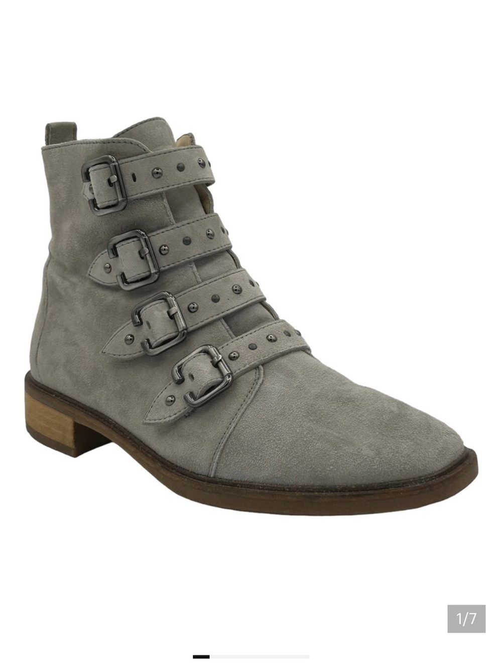 PAUL GREEN Anne Ankle Boot Sahara Taupe Suede Multi Buckle Steampunk‎ Size 7